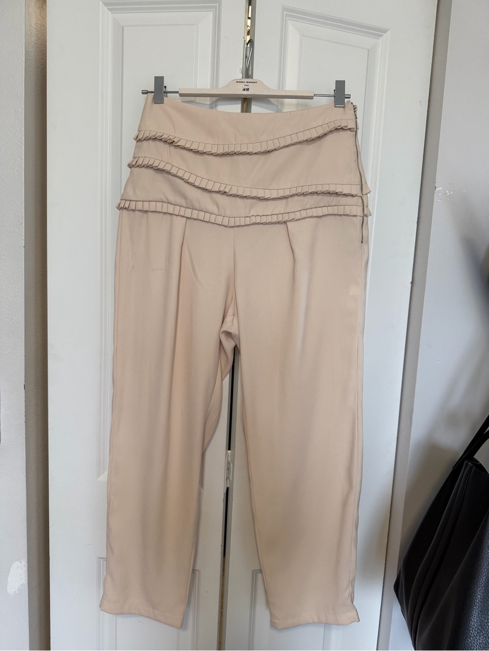 Patique Brand WOMEN Pants with Ruffle Waistband - Beige
